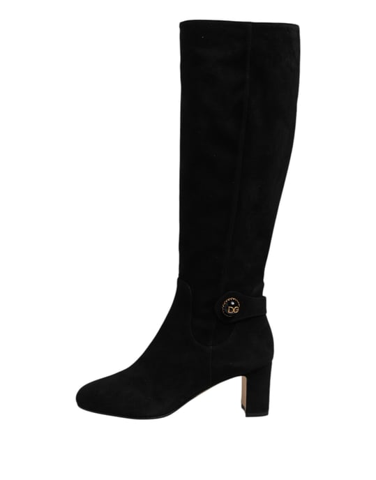 Dolce & Gabbana Zwarte Suède Leren Kniehoge Boots Schoenen - Image 6