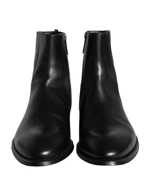 Dolce & Gabbana Zwarte Kalfsleren Heren Enkellaarsjes Heren Schoenen - Image 2