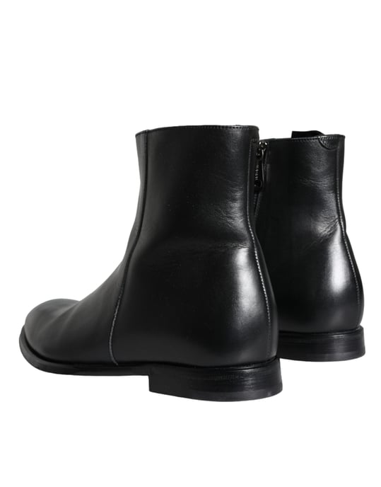 Dolce & Gabbana Zwarte Kalfsleren Heren Enkellaarsjes Heren Schoenen - Image 4