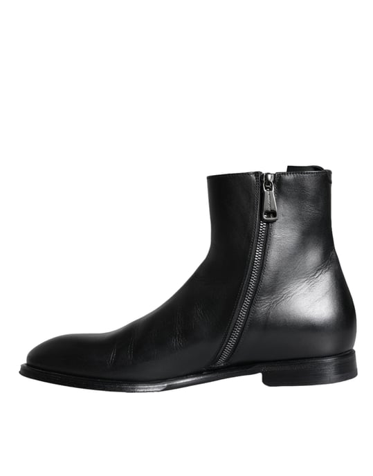 Dolce & Gabbana Zwarte Kalfsleren Heren Enkellaarsjes Heren Schoenen - Image 5