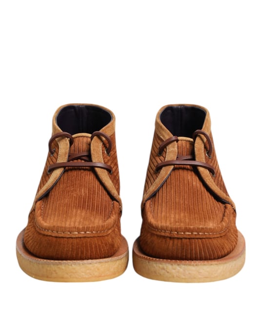Dolce & Gabbana Bruine Suède Nubuck Leren Desert Enkellaarsjes - Image 2