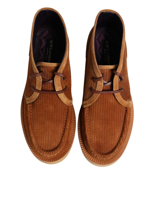 Dolce & Gabbana Bruine Suède Nubuck Leren Desert Enkellaarsjes - Image 3