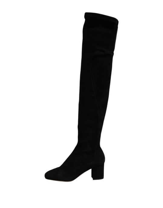 Dolce & Gabbana Zwarte Suède Leren Knielange Laarsjes - Image 6