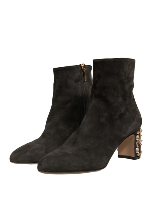 Dolce & Gabbana Svarta Dekorerade Klack Ankelboots Sneakers - Image 3