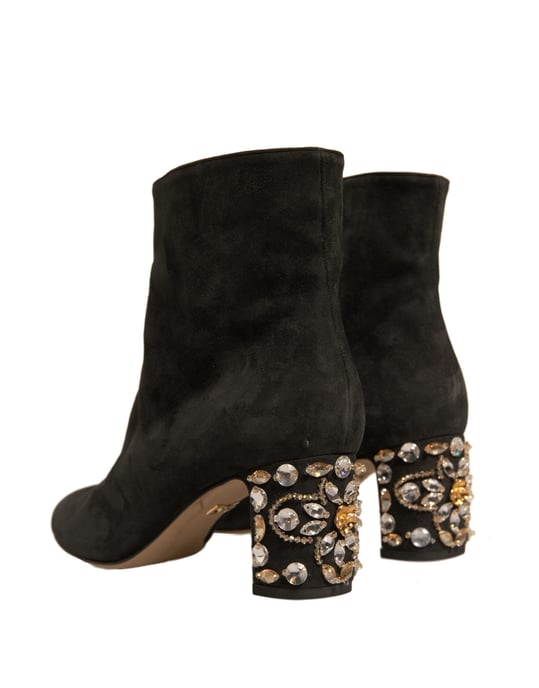 Dolce & Gabbana Svarta Dekorerade Klack Ankelboots Sneakers - Image 4