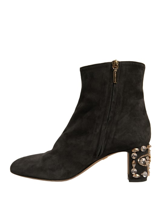 Dolce & Gabbana Svarta Dekorerade Klack Ankelboots Sneakers - Image 5