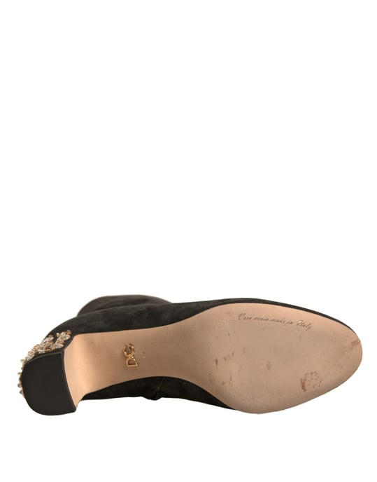 Dolce & Gabbana Svarta Dekorerade Klack Ankelboots Sneakers - Image 6
