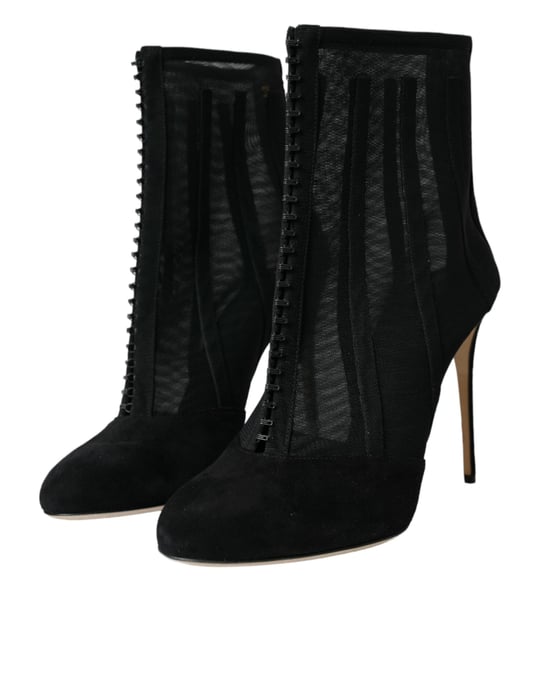 Dolce & Gabbana Svart Nät Stiletto Klack Ankelstövlar Skor - Image 2
