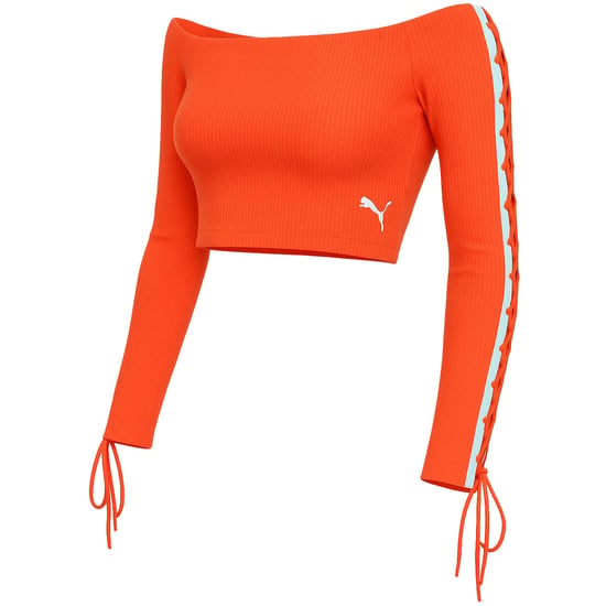 Puma x Rihanna Fenty Laced Sleeve Womens Red Cropped Sweater - Image 2