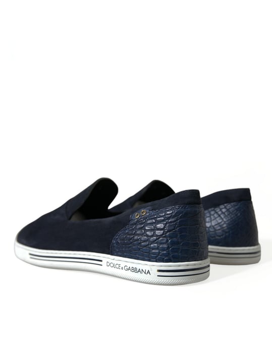 Dolce & Gabbana Blue Suede Caiman Loafers Saint Tropez Skor - Image 4