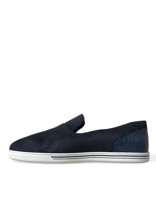 Dolce & Gabbana Blue Suede Caiman Loafers Saint Tropez Skor - Image 5