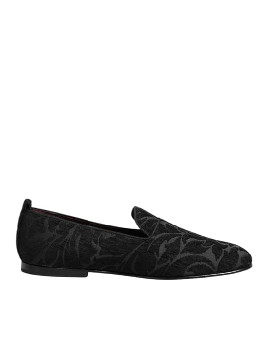 Dolce & Gabbana Zwarte Brokaat Instapschoenen voor Mannen - Image 1