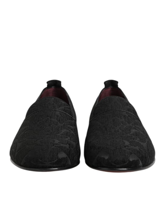 Dolce & Gabbana Zwarte Brokaat Instapschoenen voor Mannen - Image 3