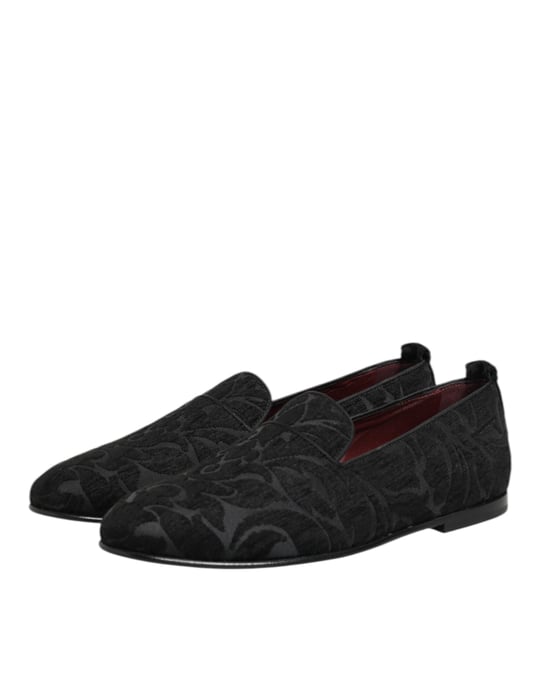 Dolce & Gabbana Zwarte Brokaat Instapschoenen voor Mannen - Image 5