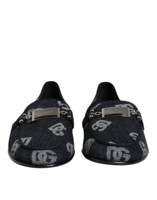 Dolce & Gabbana Blauwe Logo Katoenen Instappers Formele Schoenen - Image 2