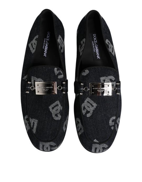 Dolce & Gabbana Blauwe Logo Katoenen Instappers Formele Schoenen - Image 3