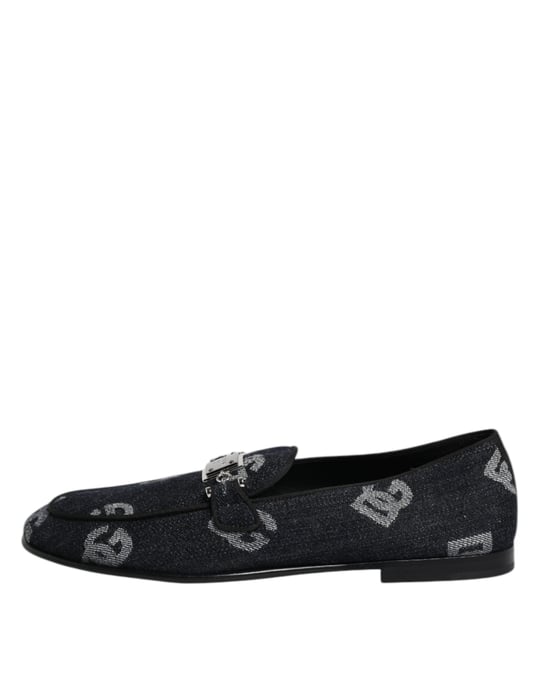 Dolce & Gabbana Blauwe Logo Katoenen Instappers Formele Schoenen - Image 6