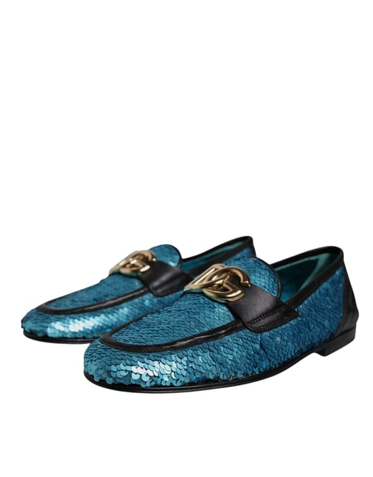 Dolce & Gabbana Blå Paljettklädda Slippers Formella Klädsko - Image 2