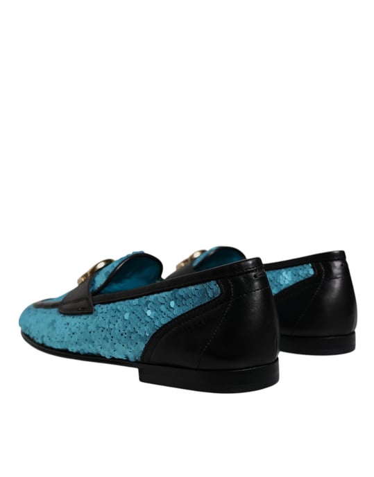 Dolce & Gabbana Blå Paljettklädda Slippers Formella Klädsko - Image 4