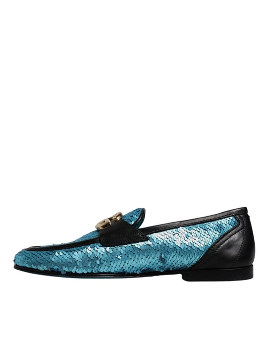 Dolce & Gabbana Blå Paljettklädda Slippers Formella Klädsko - Image 5