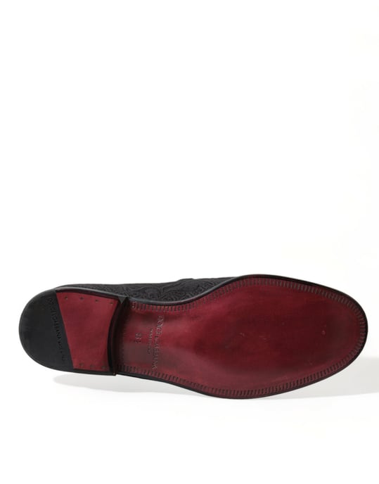 Dolce & Gabbana Zwarte Brokaat Heren Instap Loafer Dresschoenen - Image 6