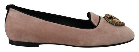 Dolce & Gabbana Pink Velvet Slip Ons Loafers Flats Shoes - Image 1