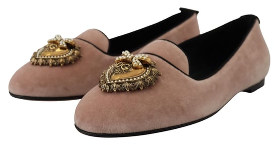 Dolce & Gabbana Pink Velvet Slip Ons Loafers Flats Shoes - Image 2