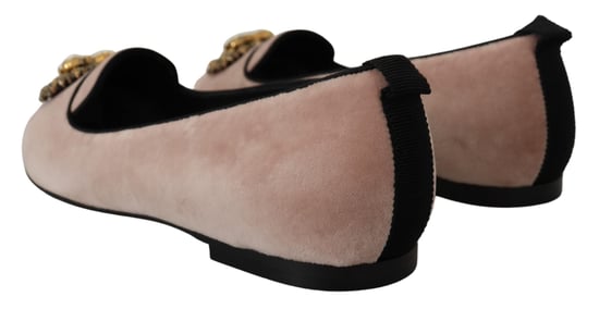 Dolce & Gabbana Pink Velvet Slip Ons Loafers Flats Shoes - Image 3