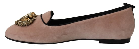 Dolce & Gabbana Pink Velvet Slip Ons Loafers Flats Shoes - Image 4