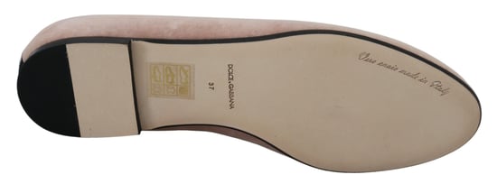 Dolce & Gabbana Pink Velvet Slip Ons Loafers Flats Shoes - Image 5