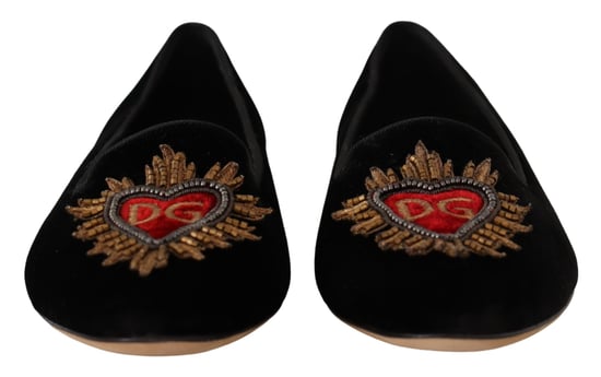 Dolce & Gabbana Zwarte DG Heilig Hart Patch Instap Flatschoenen - Image 2
