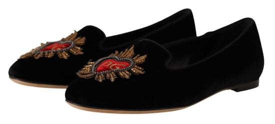 Dolce & Gabbana Zwarte DG Heilig Hart Patch Instap Flatschoenen - Image 3