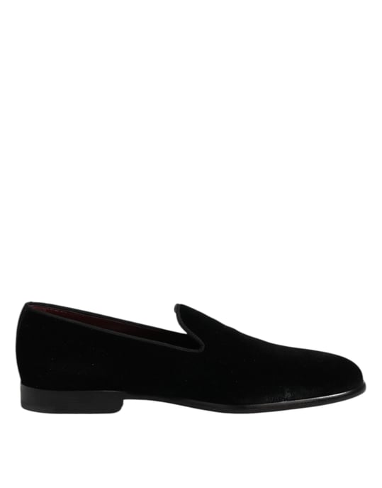 Dolce & Gabbana Svart Sammet Slip-On Loafers Formella Skor - Image 1