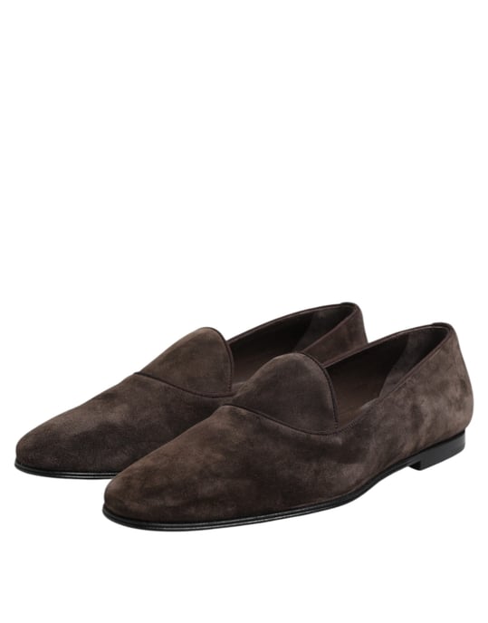 Dolce & Gabbana Bruna Sammet Läder Slip-On Loafers Skor - Image 4