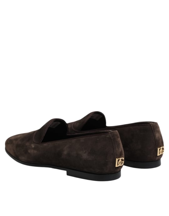 Dolce & Gabbana Bruna Sammet Läder Slip-On Loafers Skor - Image 5