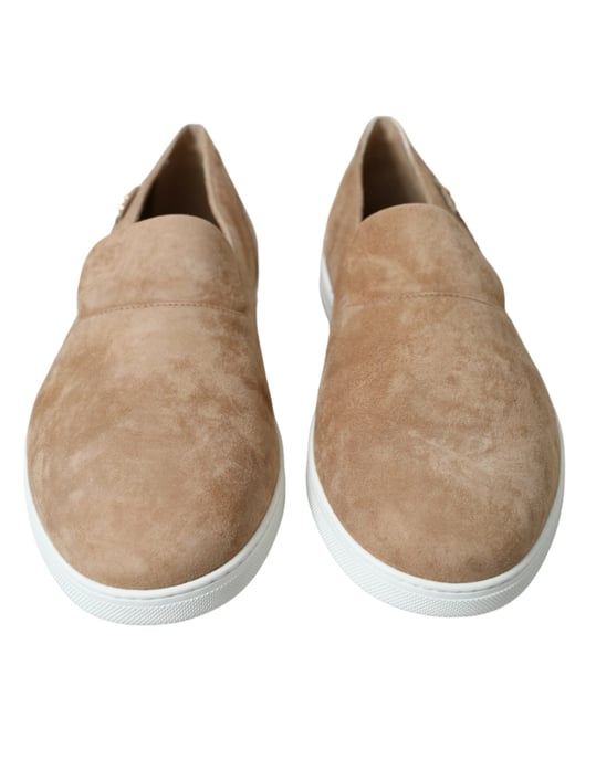 Dolce & Gabbana Beige Suede Caiman Men Loafers Slippers Shoes - Image 2