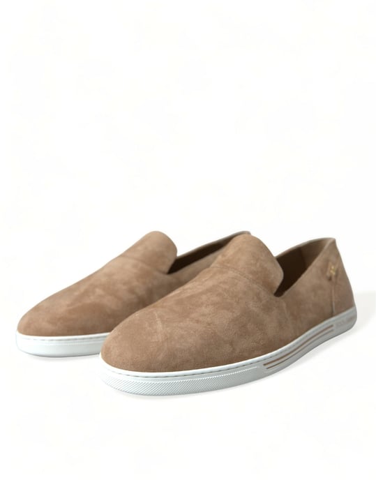 Dolce & Gabbana Beige Suede Caiman Men Loafers Slippers Shoes - Image 3
