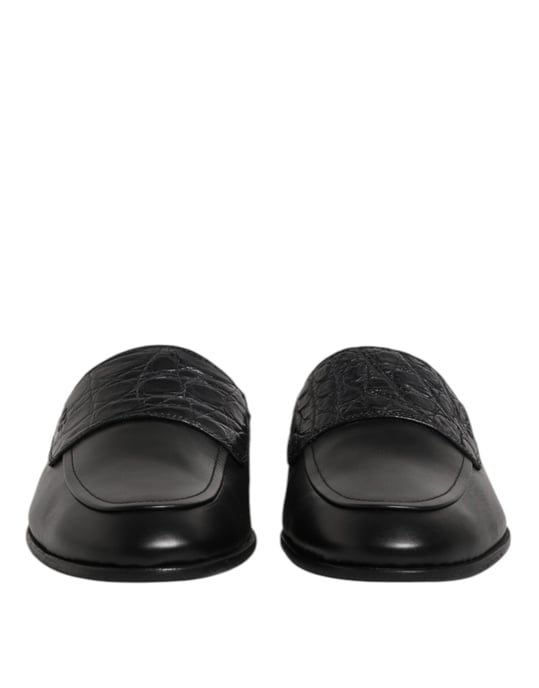 Dolce & Gabbana Black Calfskin Leather Slip On Loafers Shoes - Image 2