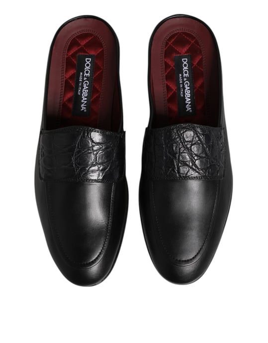 Dolce & Gabbana Black Calfskin Leather Slip On Loafers Shoes - Image 3