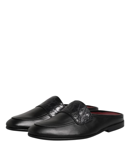 Dolce & Gabbana Black Calfskin Leather Slip On Loafers Shoes - Image 4
