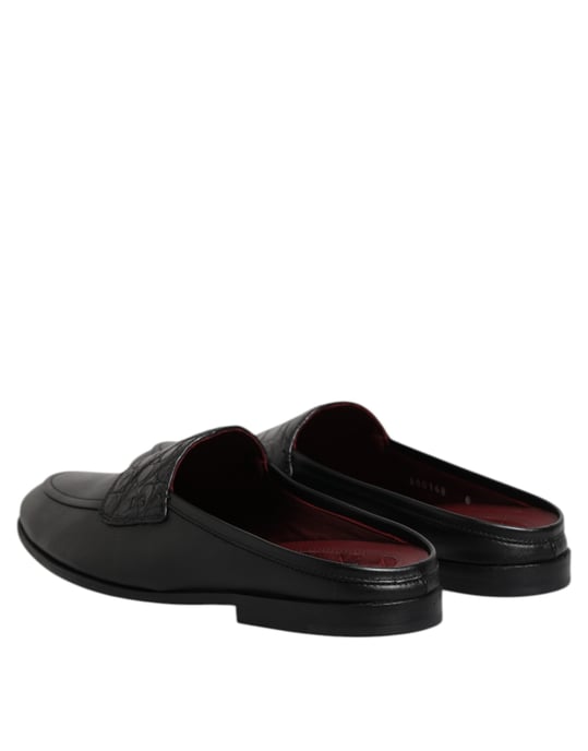Dolce & Gabbana Black Calfskin Leather Slip On Loafers Shoes - Image 5