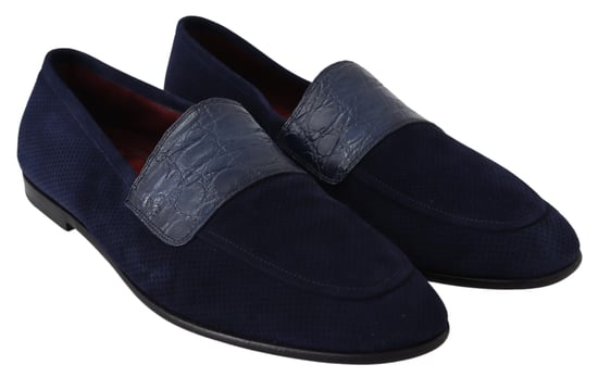 Dolce & Gabbana Blauwe Suède Caiman Loafers Slippers Schoenen - Image 5