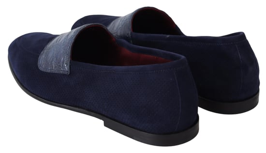 Dolce & Gabbana Blauwe Suède Caiman Loafers Slippers Schoenen - Image 6