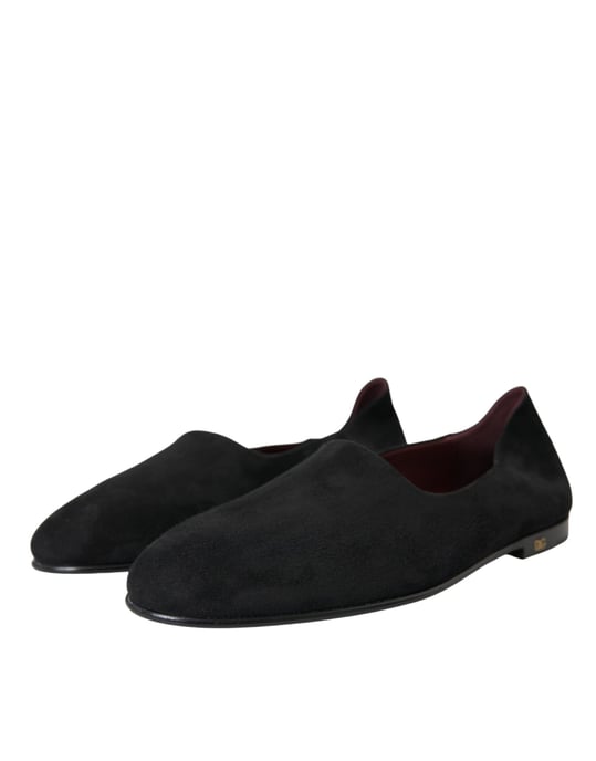 Dolce & Gabbana Svart Mocka Loafers Formella Dress Slip-On Skor - Image 3