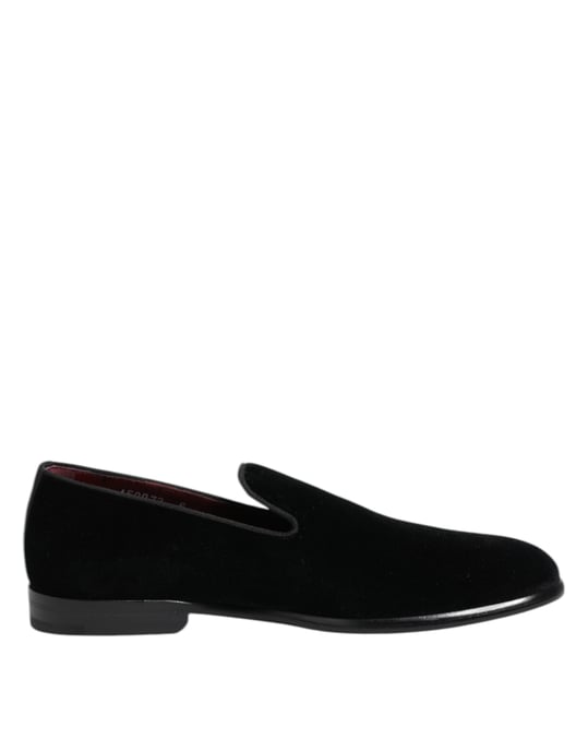Dolce & Gabbana Zwarte Velours Instappers Formele Heren Dresschoenen - Image 1