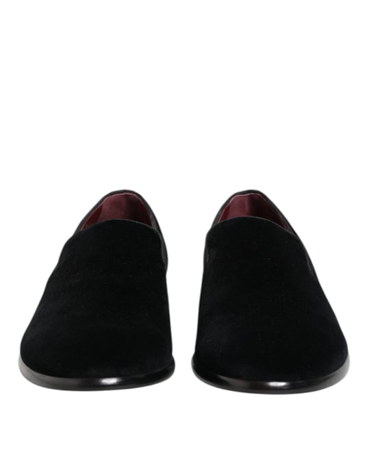 Dolce & Gabbana Zwarte Velours Instappers Formele Heren Dresschoenen - Image 2