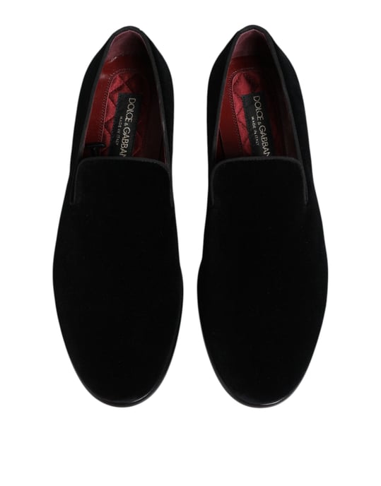 Dolce & Gabbana Zwarte Velours Instappers Formele Heren Dresschoenen - Image 3