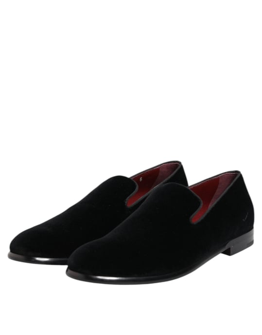 Dolce & Gabbana Zwarte Velours Instappers Formele Heren Dresschoenen - Image 4