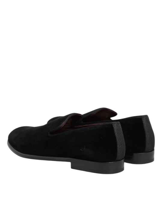 Dolce & Gabbana Zwarte Velours Instappers Formele Heren Dresschoenen - Image 5