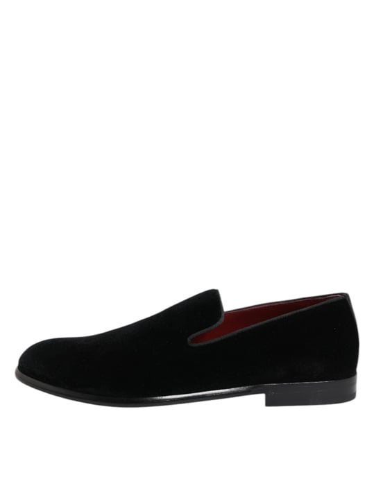 Dolce & Gabbana Zwarte Velours Instappers Formele Heren Dresschoenen - Image 6